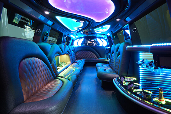 colorful lighting in limo